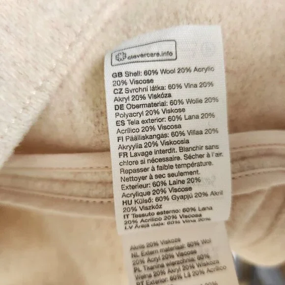 & Other Stories Wool Blend Cream Oversized Coat Jacket Overshirt Shacket Size 8 - Picture 8 of 12